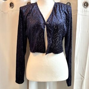 Vtg RJ Collection Chelsea Rousso Top Shrug 8 Velvet Burnout Y2K Crop Sheer 20024